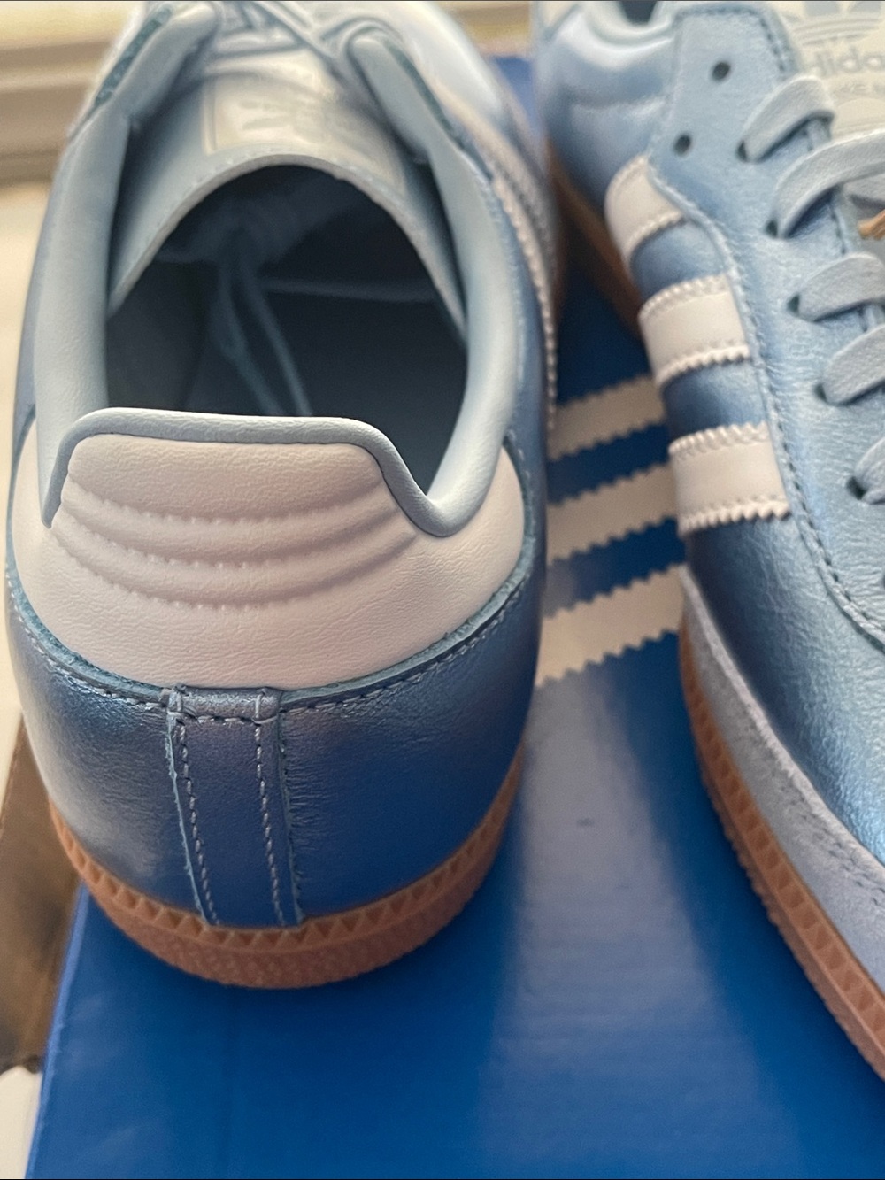 Adidas NWT NEW Samba OG J Metallic Light Blue & White Womens Sneakers size 7 - Picture 12 of 16